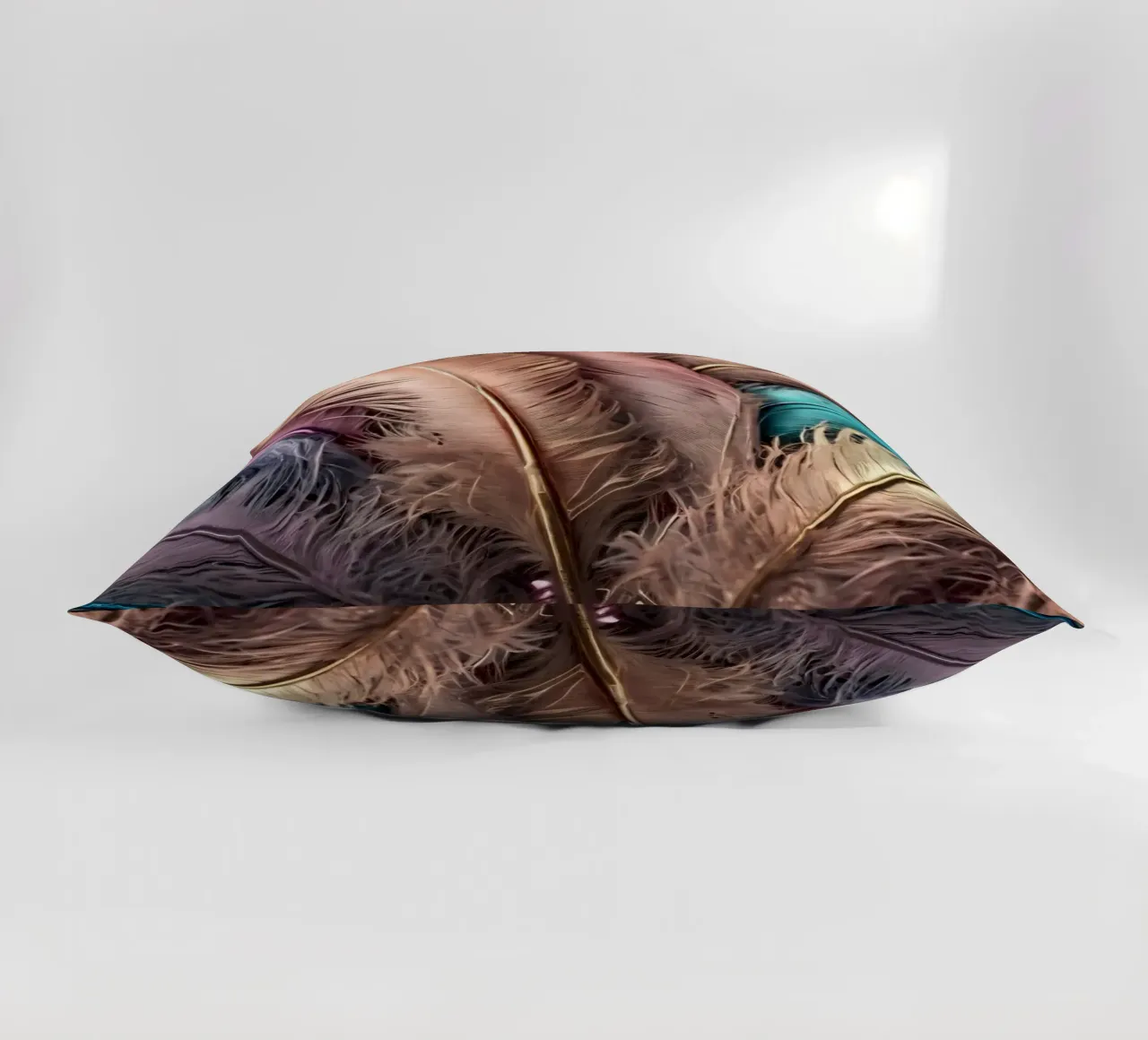 Collezione di piume colorate esposte in modo creativo cuscino da DesignDoodle