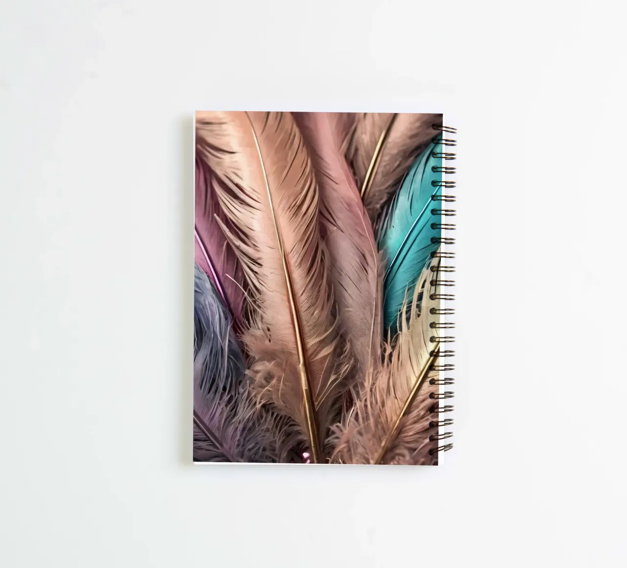 Colorful collection of feathers displayed creatively spiral notebook by DesignDoodle