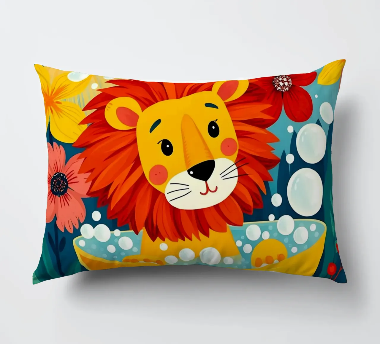 Lion In Bath decorative cushion by ARTOMATIC