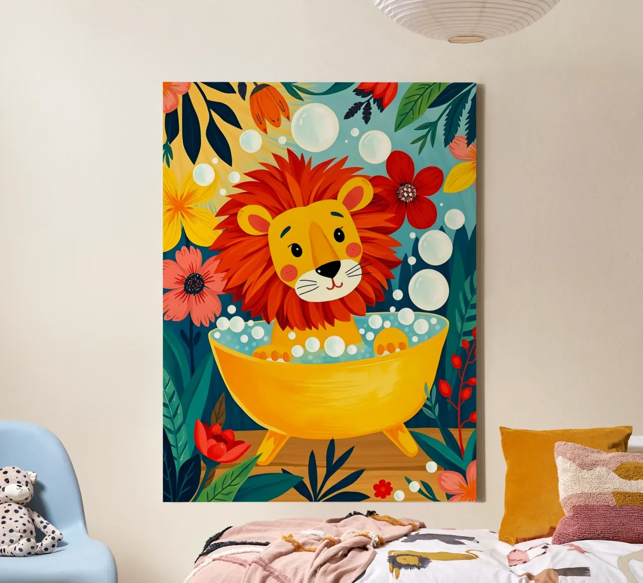 Lion In Bath canvas by ARTOMATIC