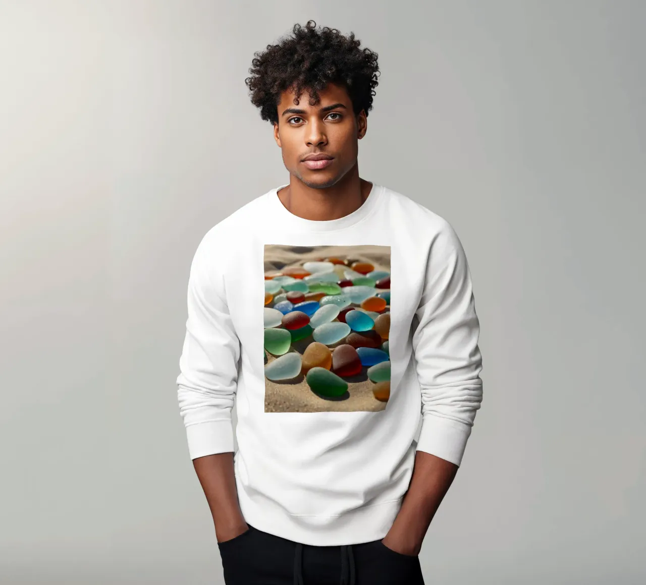 Ciottoli di gemme colorate sparsi sul litorale della spiaggia sabbiosa felpa da DesignDoodle