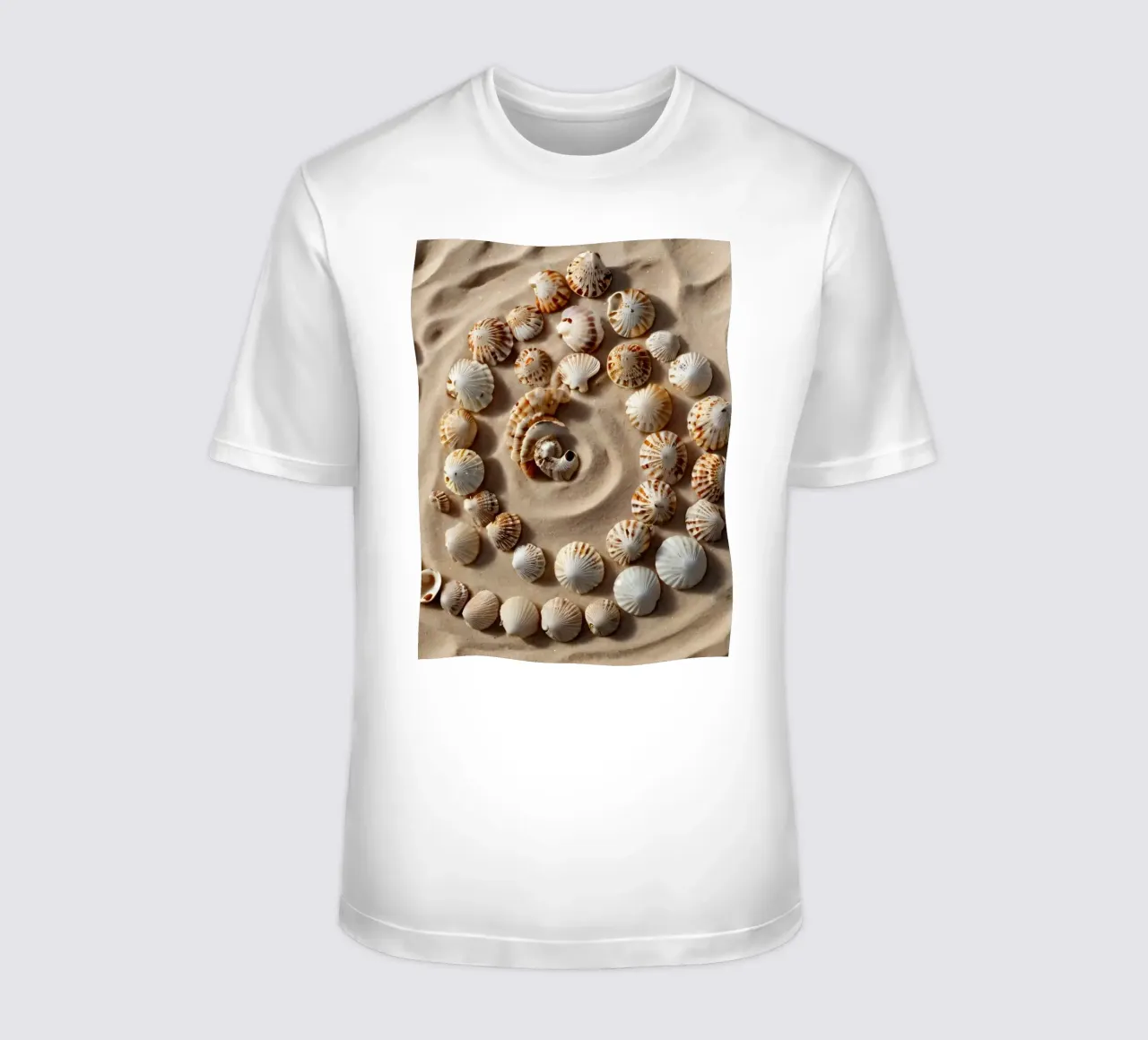 Natural spiral pattern created with seashells arranged t-shirt by DesignDoodle