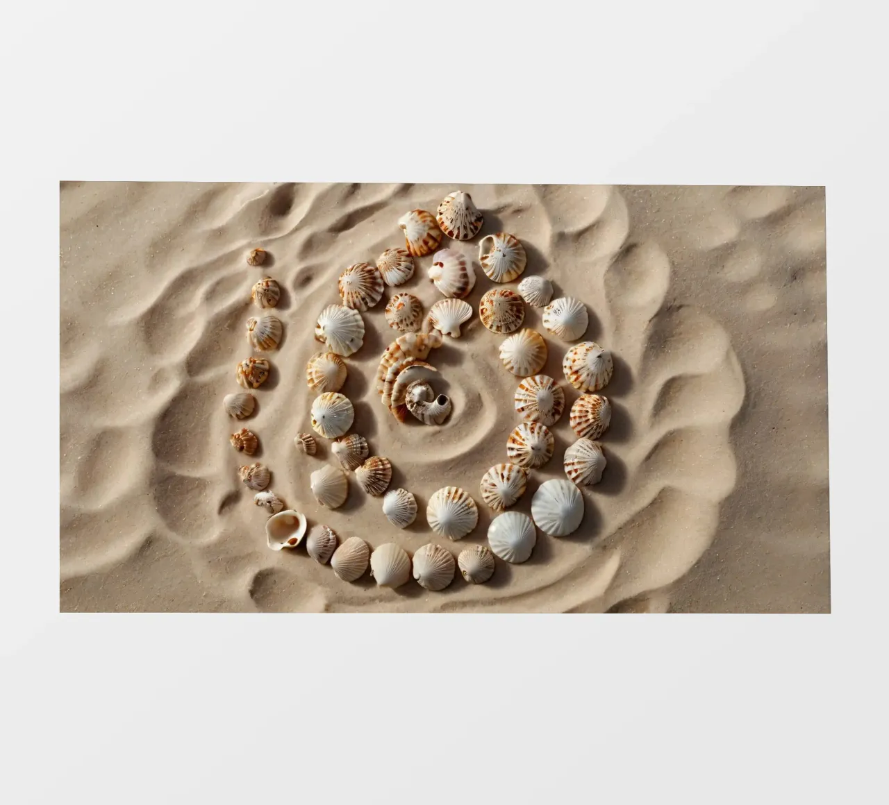 Natural spiral pattern created with seashells arranged backlit film by DesignDoodle