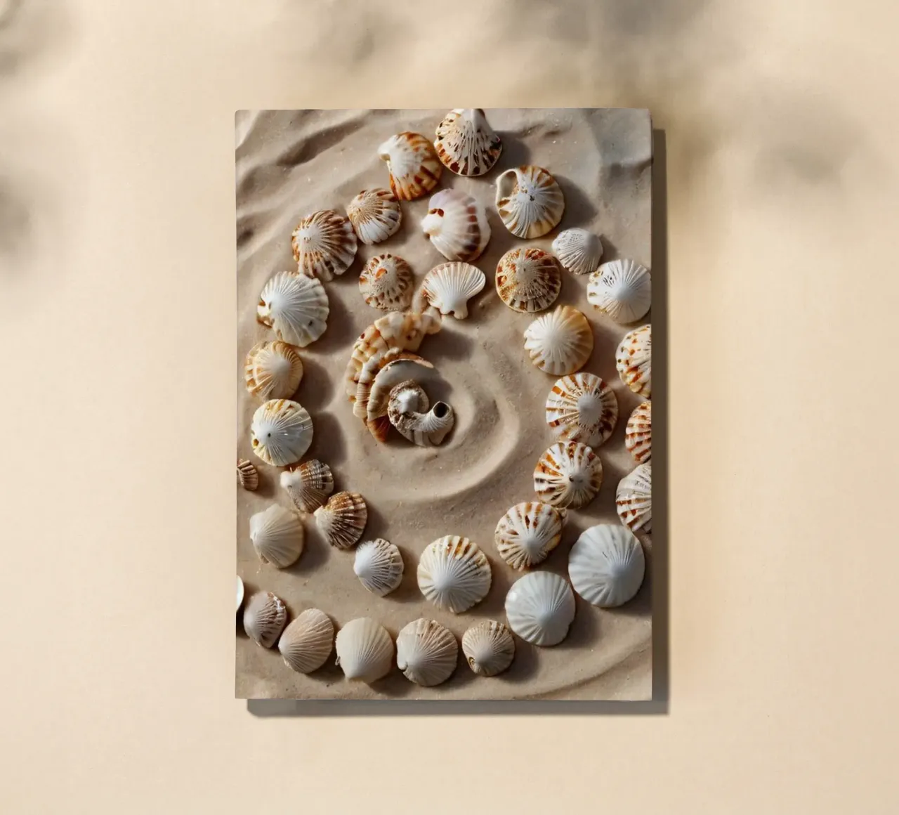 Natural spiral pattern created with seashells arranged notebook by DesignDoodle