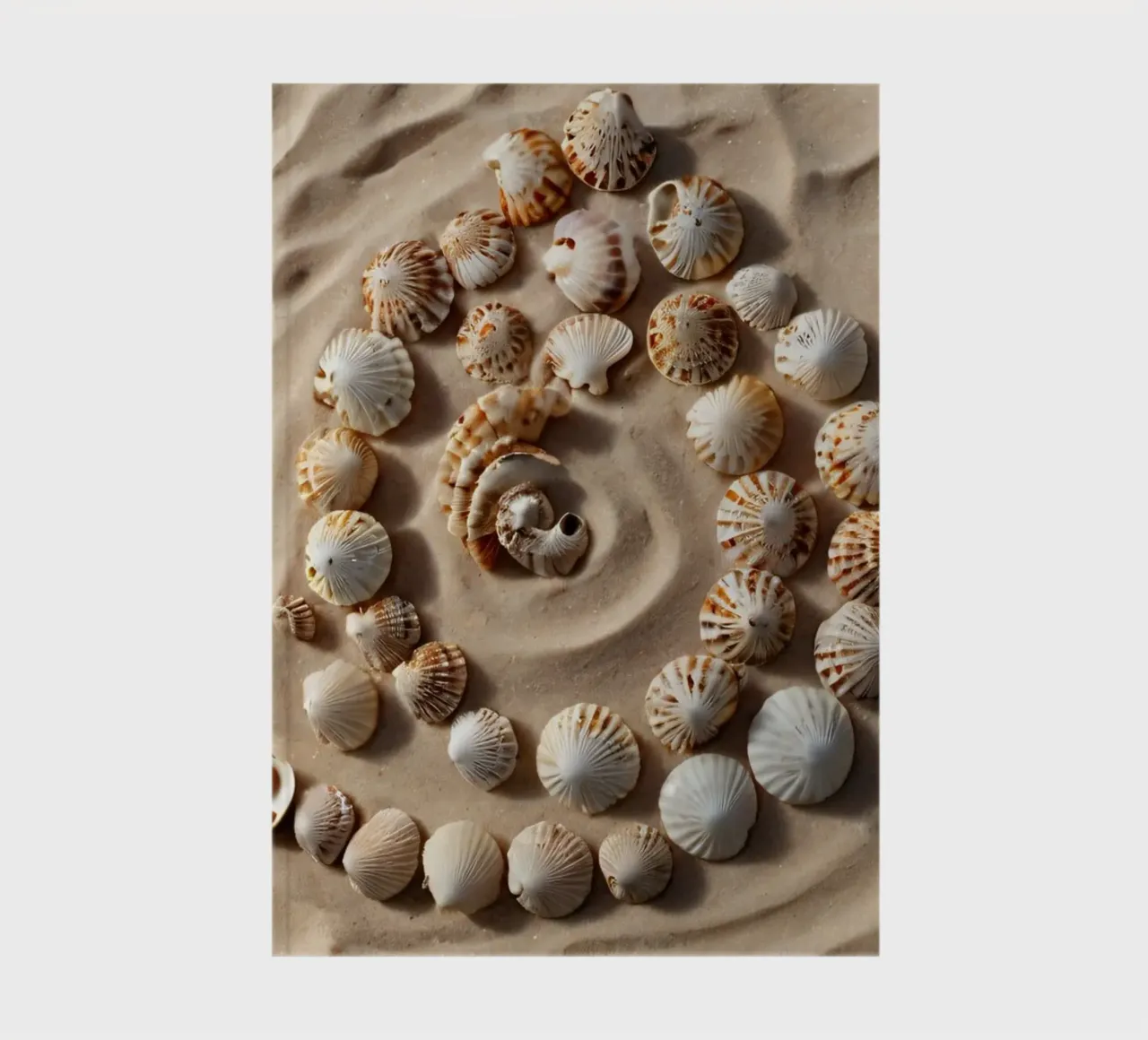 Natural spiral pattern created with seashells arranged notebook by DesignDoodle