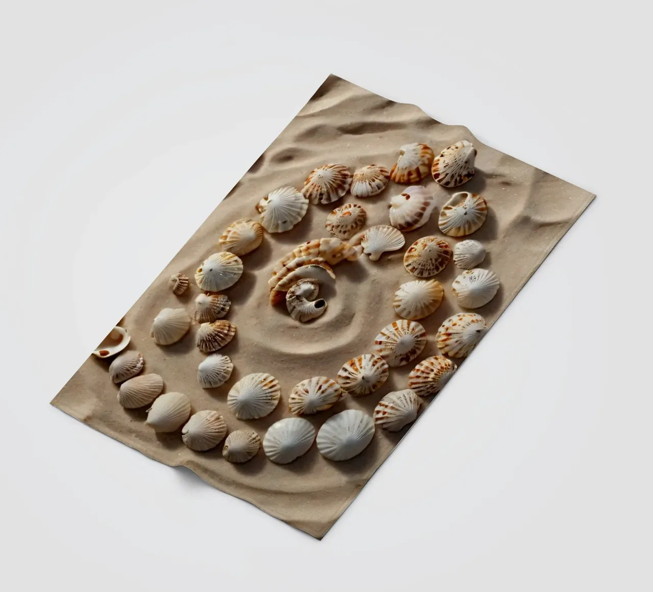 Motivo a spirale naturale creato con conchiglie disposte in modo da poter essere utilizzate per la realizzazione di un'opera d'arte. coperta in pile da DesignDoodle