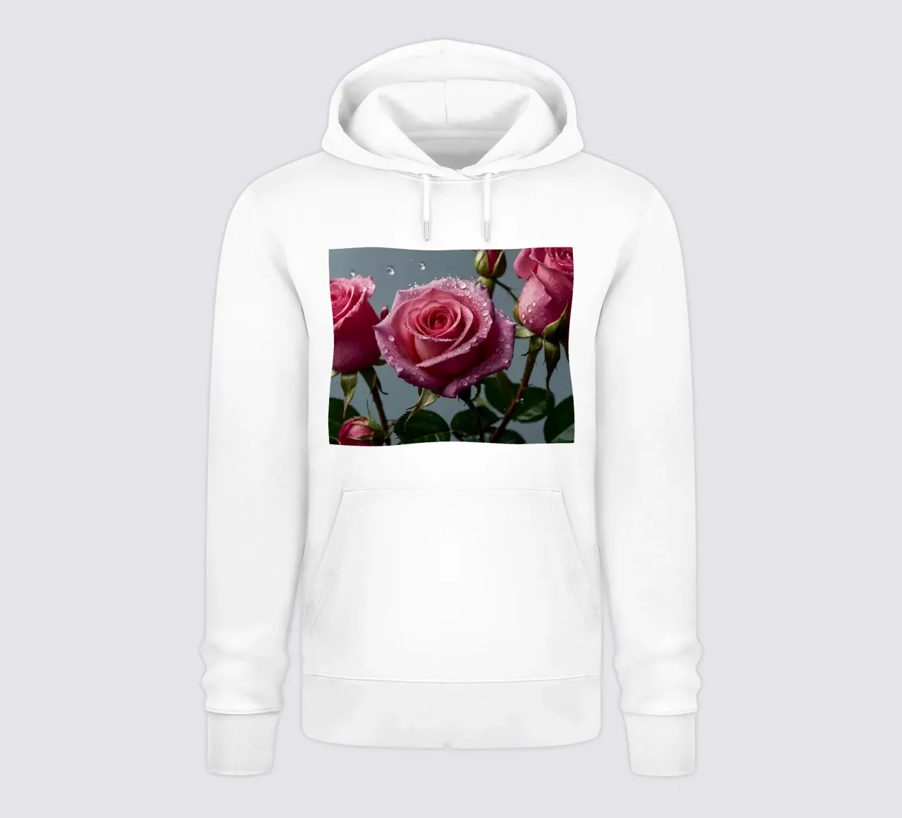 Delicate rose rosa con gocce sui petali felpa con cappuccio da DesignDoodle