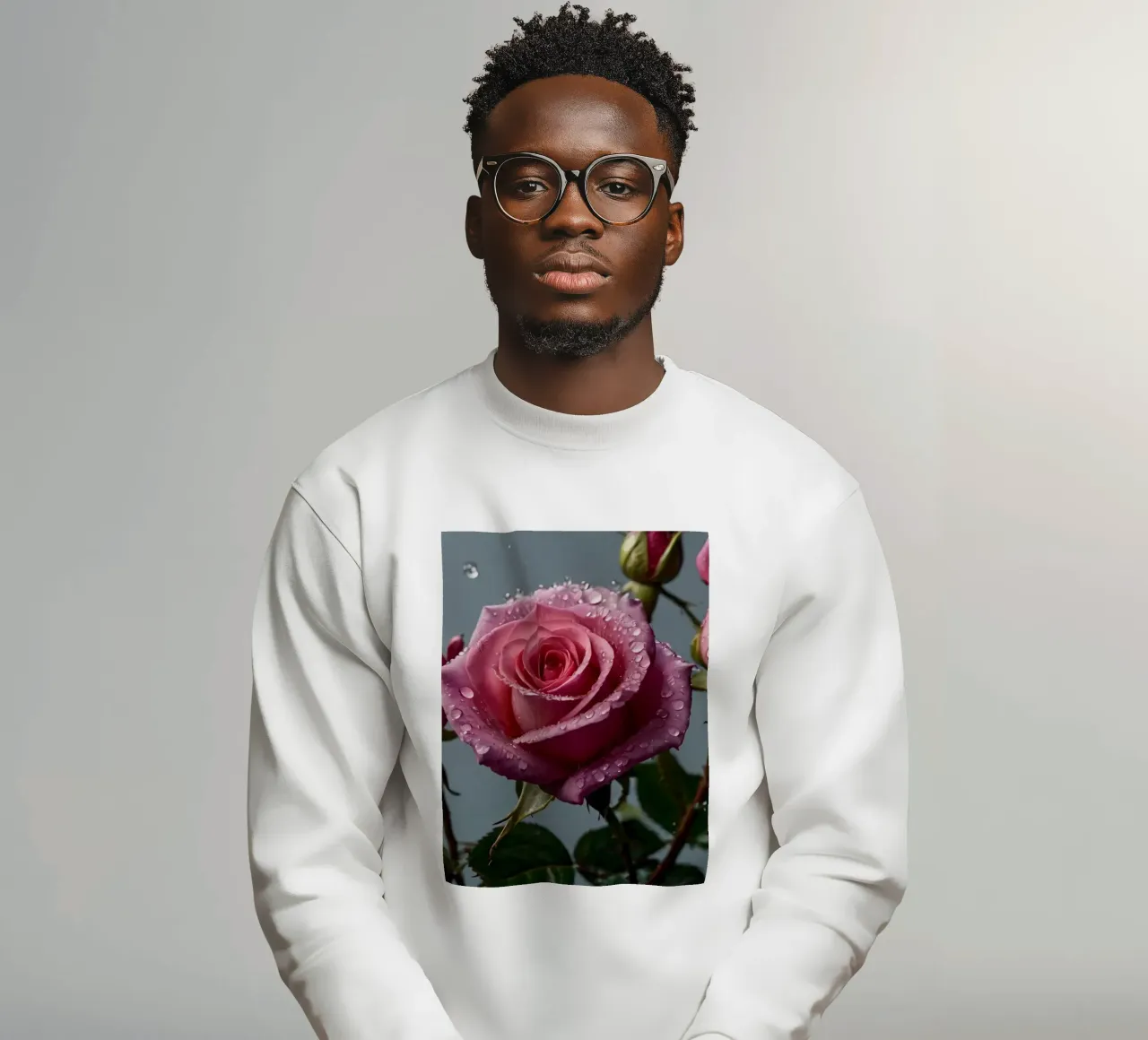 Delicate rose rosa con gocce sui petali felpa da DesignDoodle