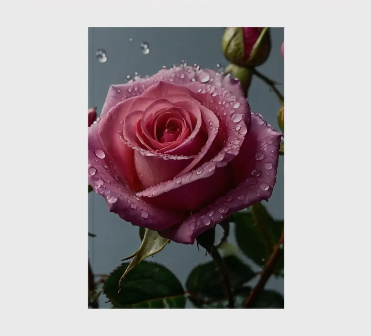 Delicate pink roses with droplets on petals notebook by DesignDoodle