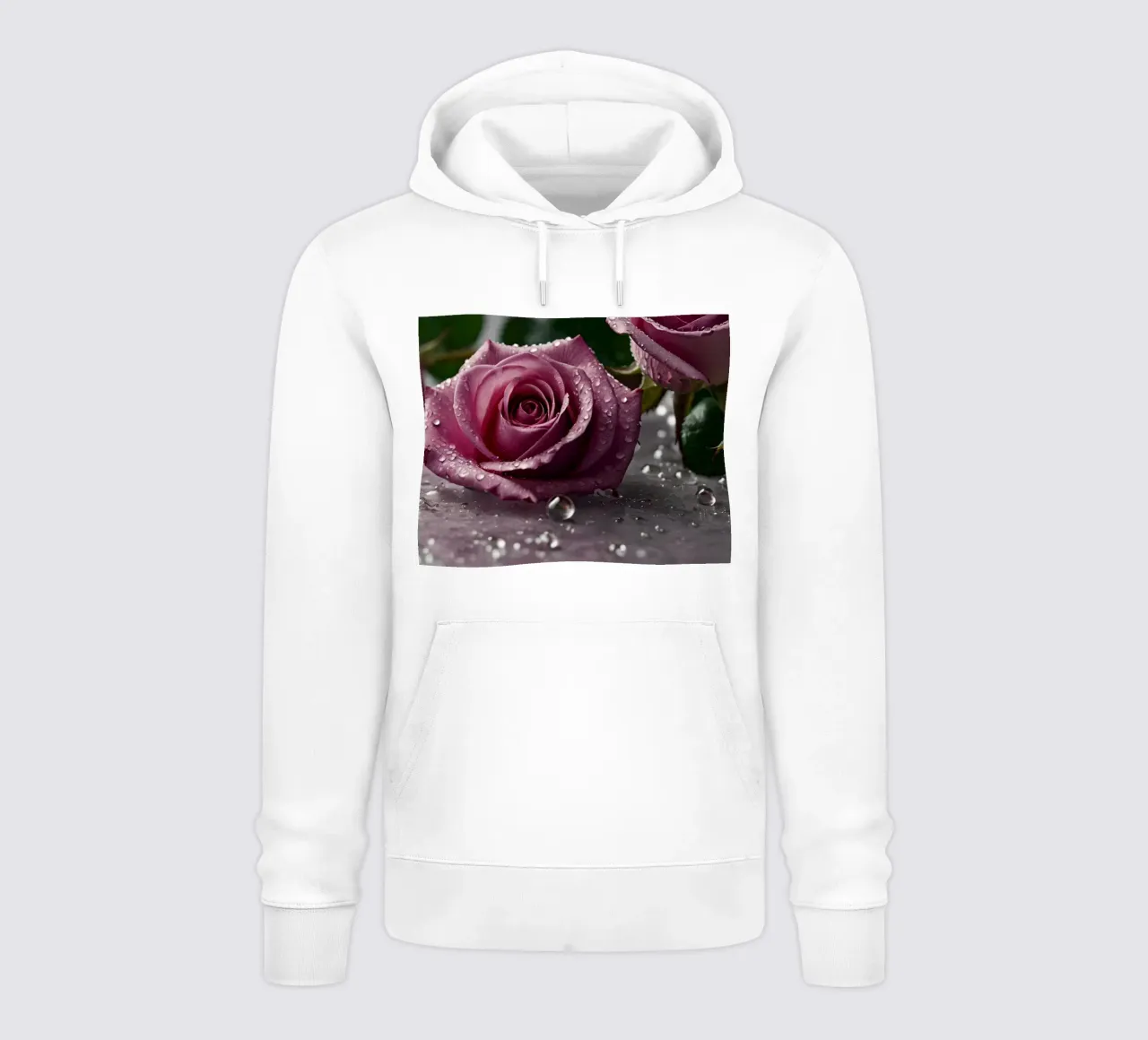 rose rosa fresche ornate di gocce di rugiada su una superficie morbida felpa con cappuccio da DesignDoodle