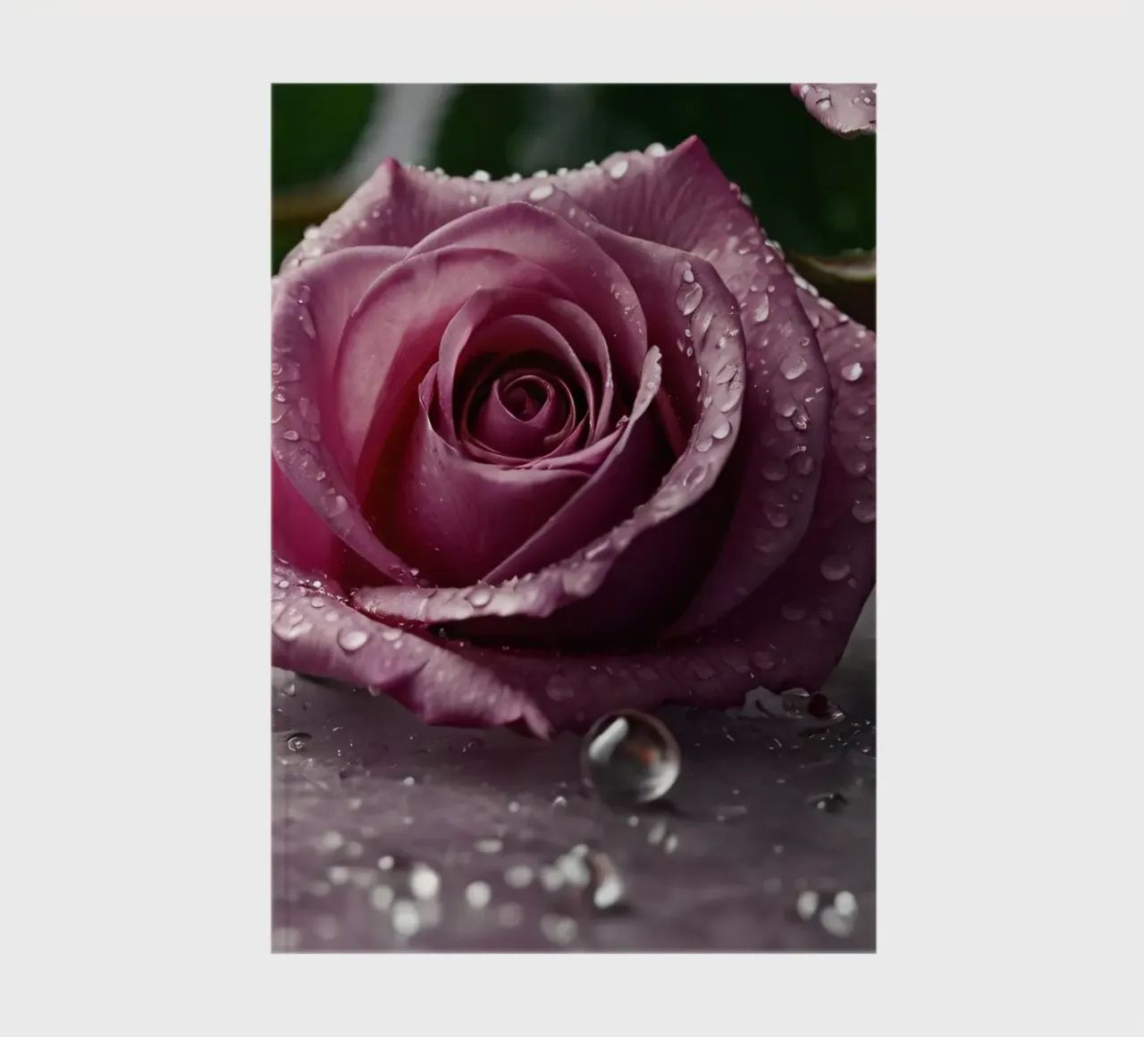 fresh pink roses adorned with dewdrops on a soft surface notebook by DesignDoodle