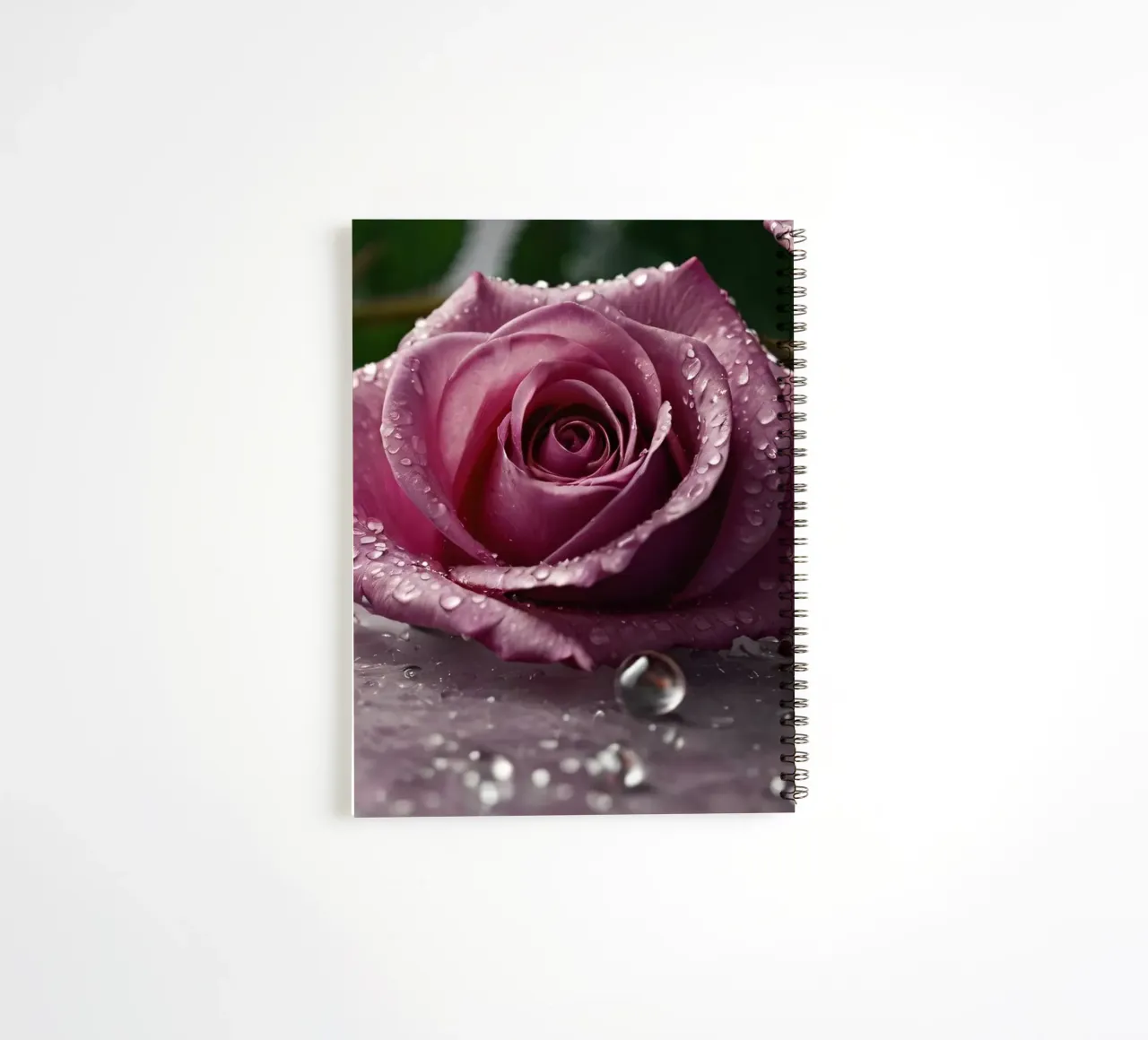 fresh pink roses adorned with dewdrops on a soft surface spiral notebook by DesignDoodle