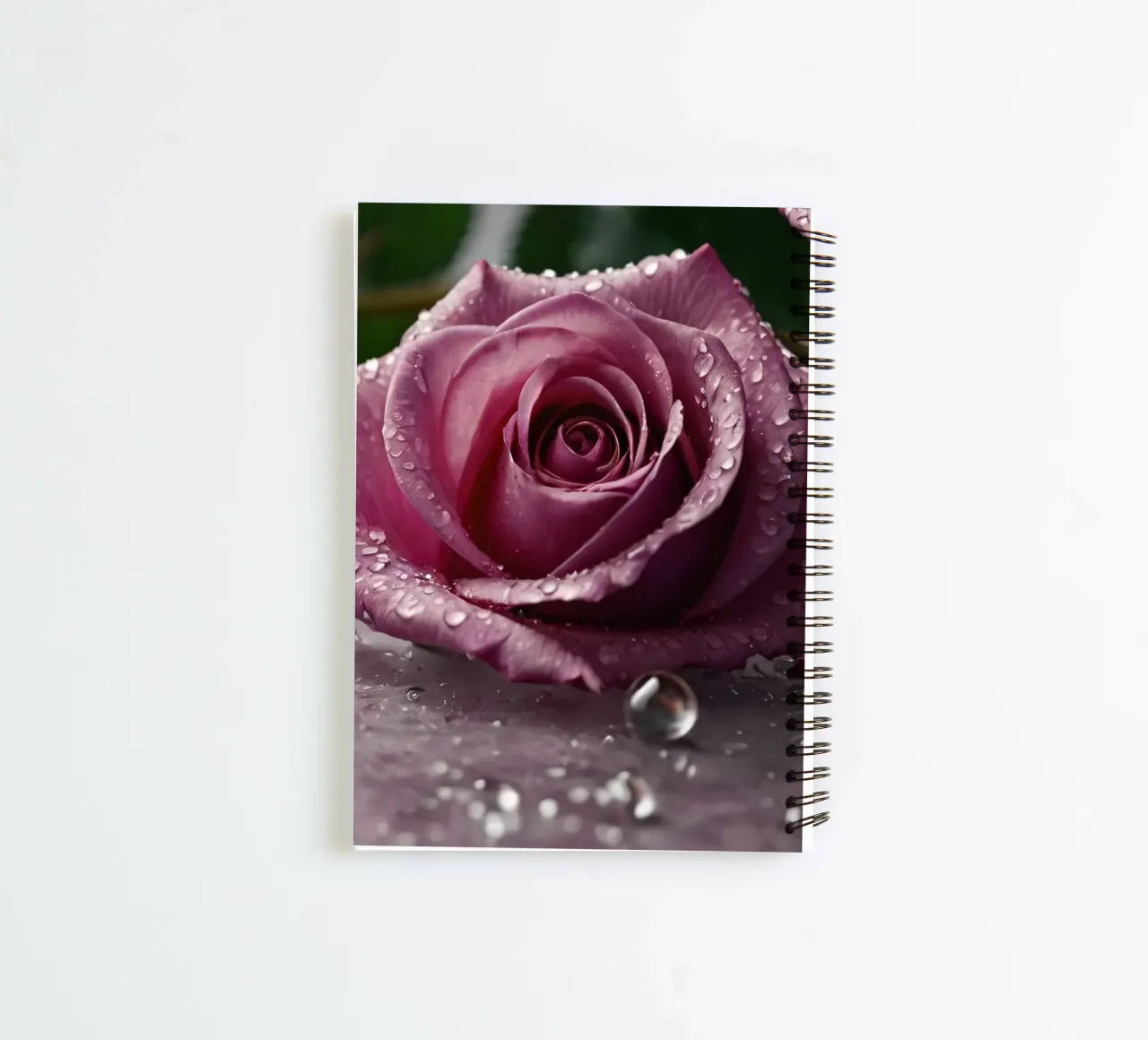 fresh pink roses adorned with dewdrops on a soft surface spiral notebook by DesignDoodle