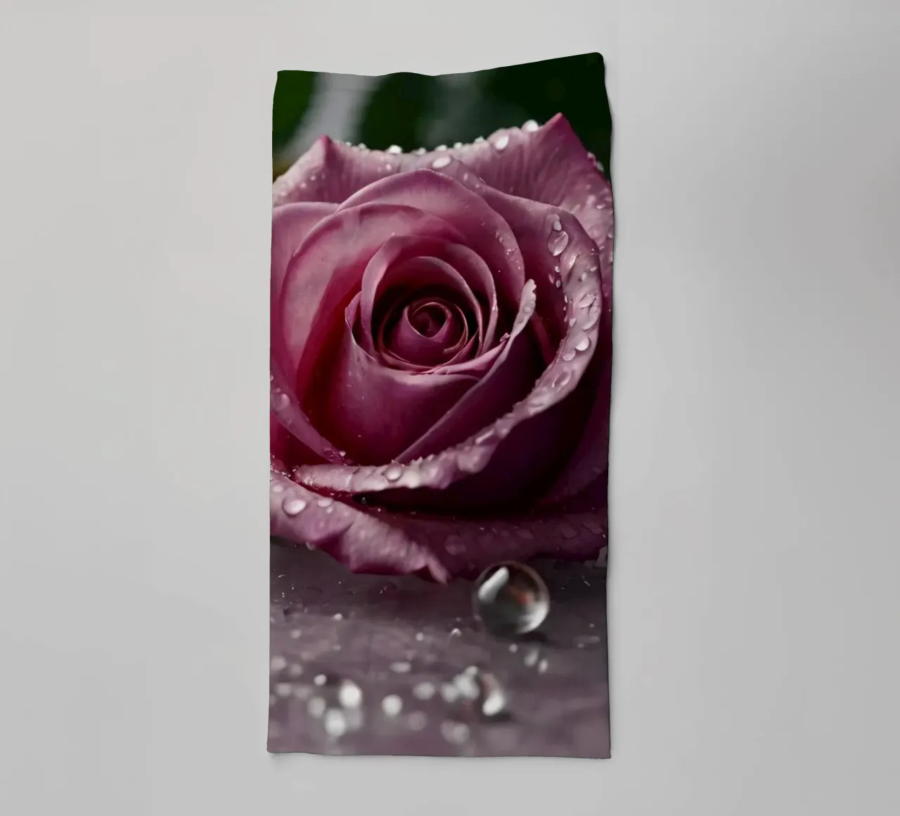 fresh pink roses adorned with dewdrops on a soft surface towel by DesignDoodle
