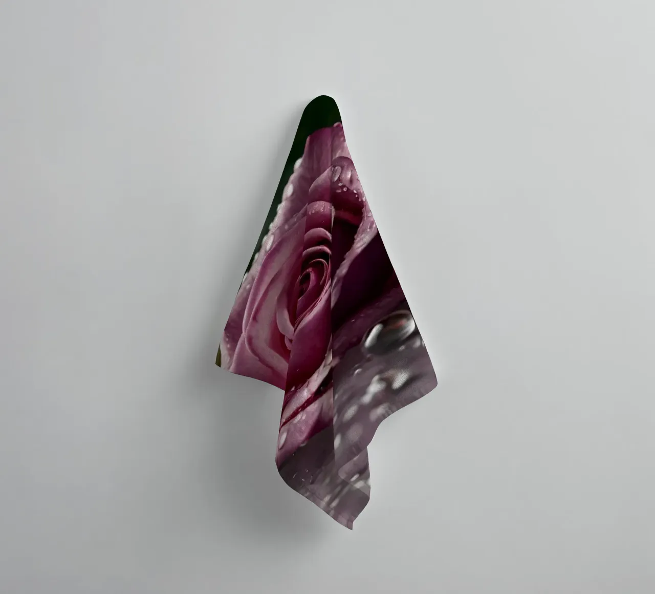 fresh pink roses adorned with dewdrops on a soft surface towel by DesignDoodle