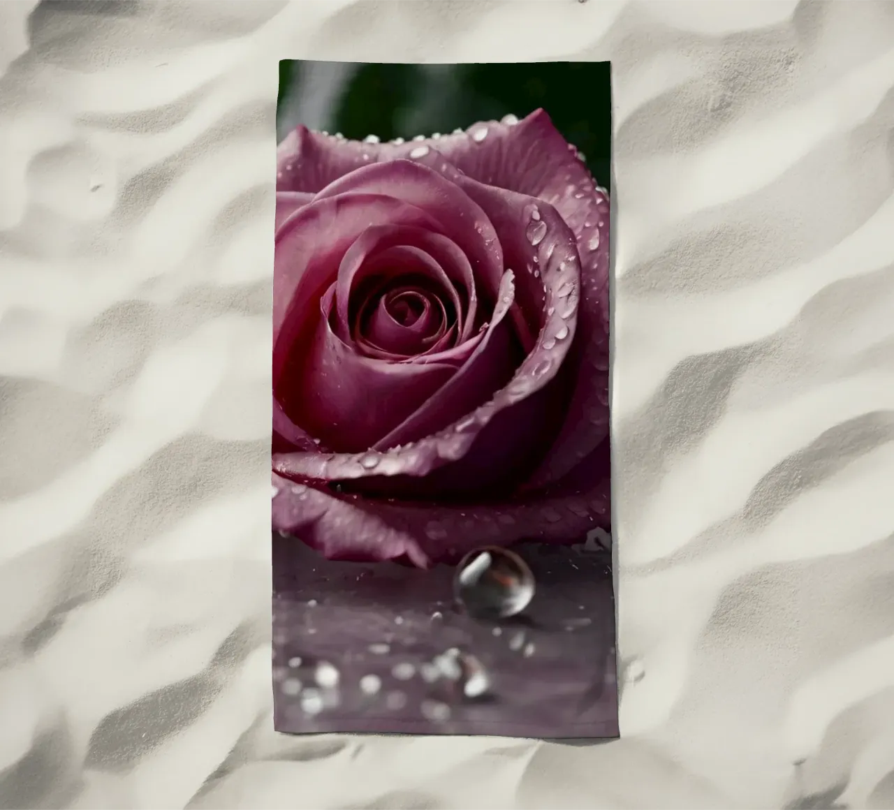 fresh pink roses adorned with dewdrops on a soft surface beach towel by DesignDoodle