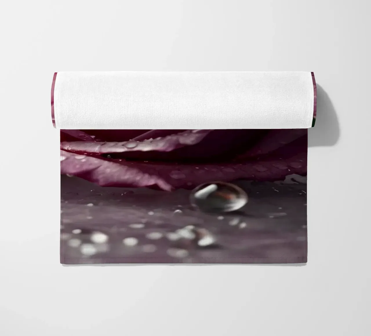 fresh pink roses adorned with dewdrops on a soft surface beach towel by DesignDoodle