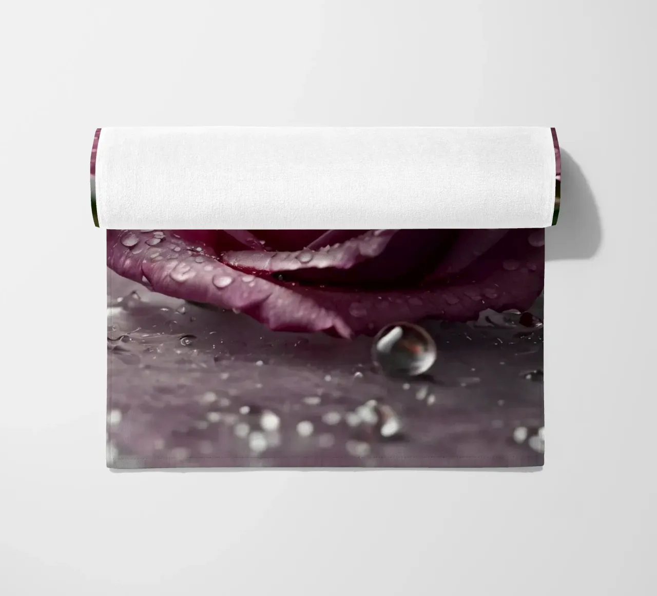 fresh pink roses adorned with dewdrops on a soft surface beach towel by DesignDoodle