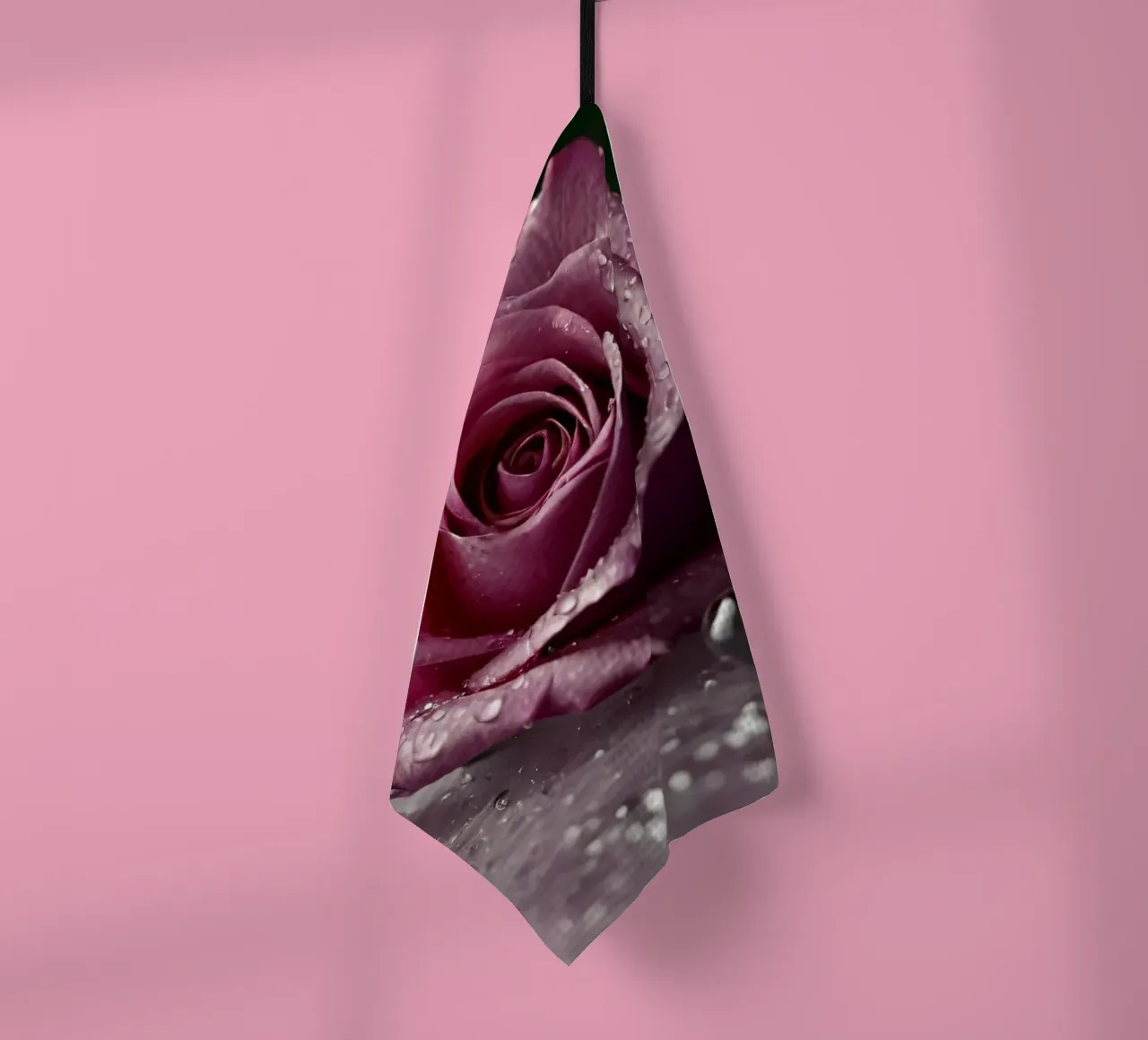 fresh pink roses adorned with dewdrops on a soft surface tea towel by DesignDoodle