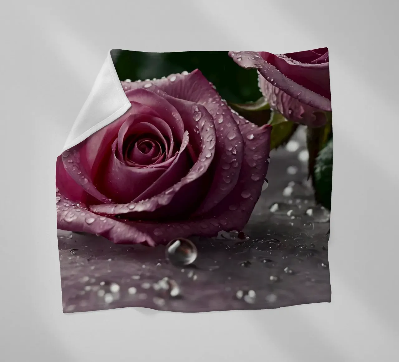fresh pink roses adorned with dewdrops on a soft surface fleece blanket by DesignDoodle