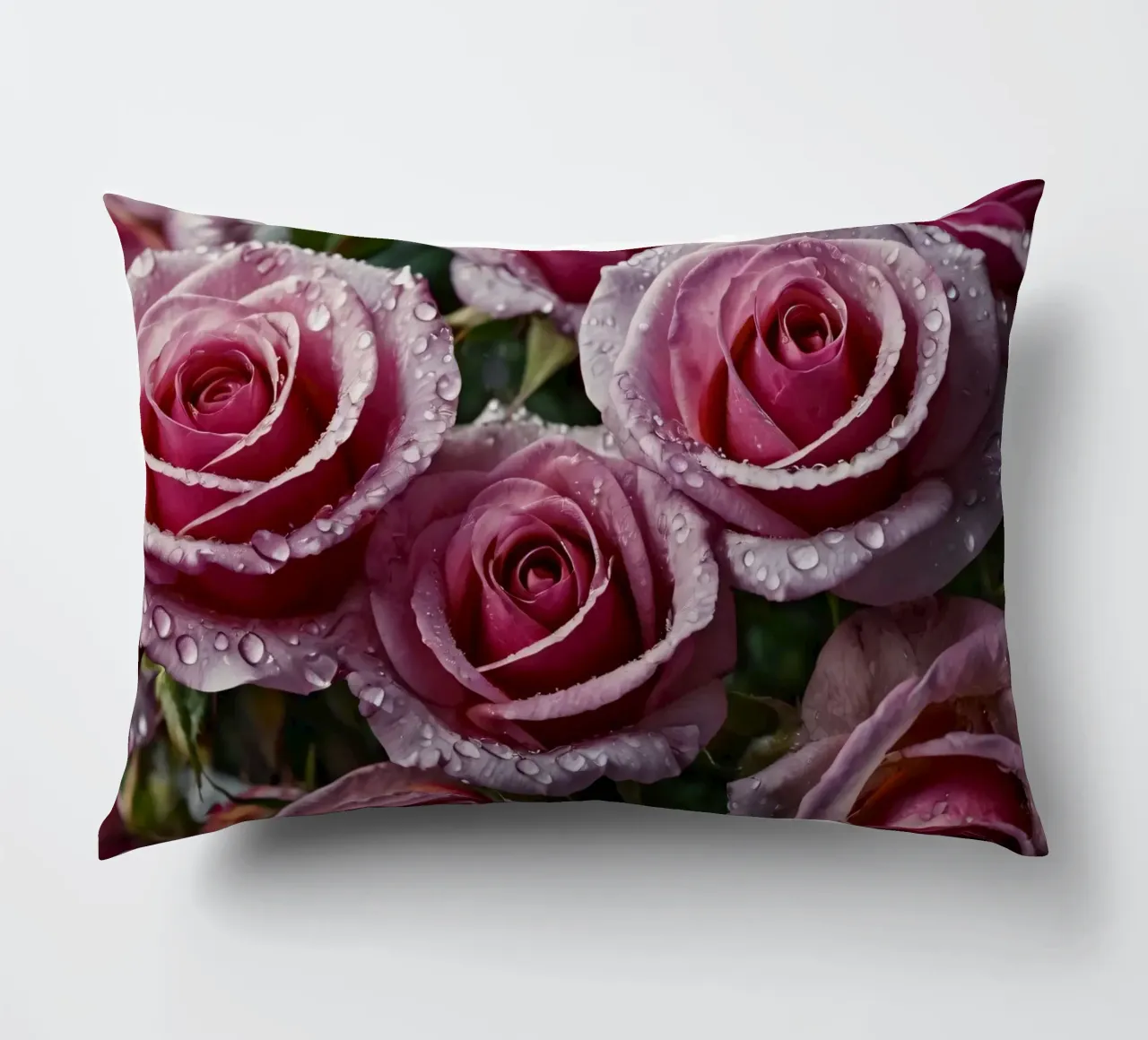 Une vue rapprochée de roses roses fraîchement écloses, ornées coussin de DesignDoodle