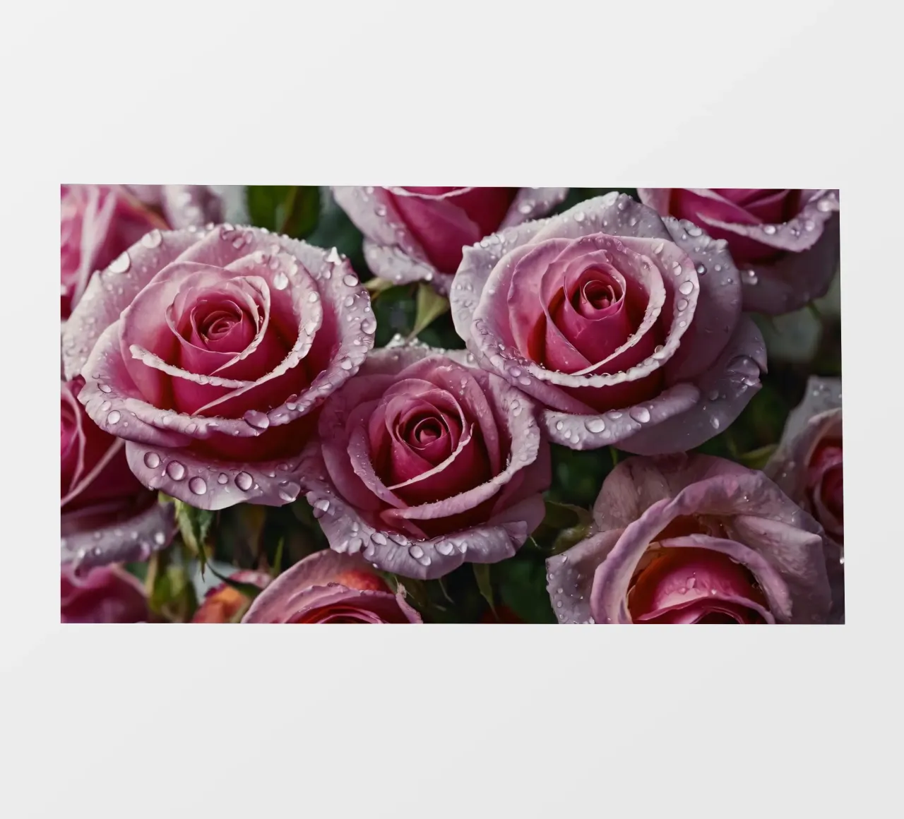 Une vue rapprochée de roses roses fraîchement écloses, ornées bâche pvc de DesignDoodle
