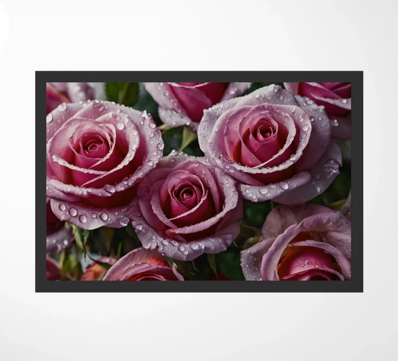 Une vue rapprochée de roses roses fraîchement écloses, ornées paillasson de DesignDoodle