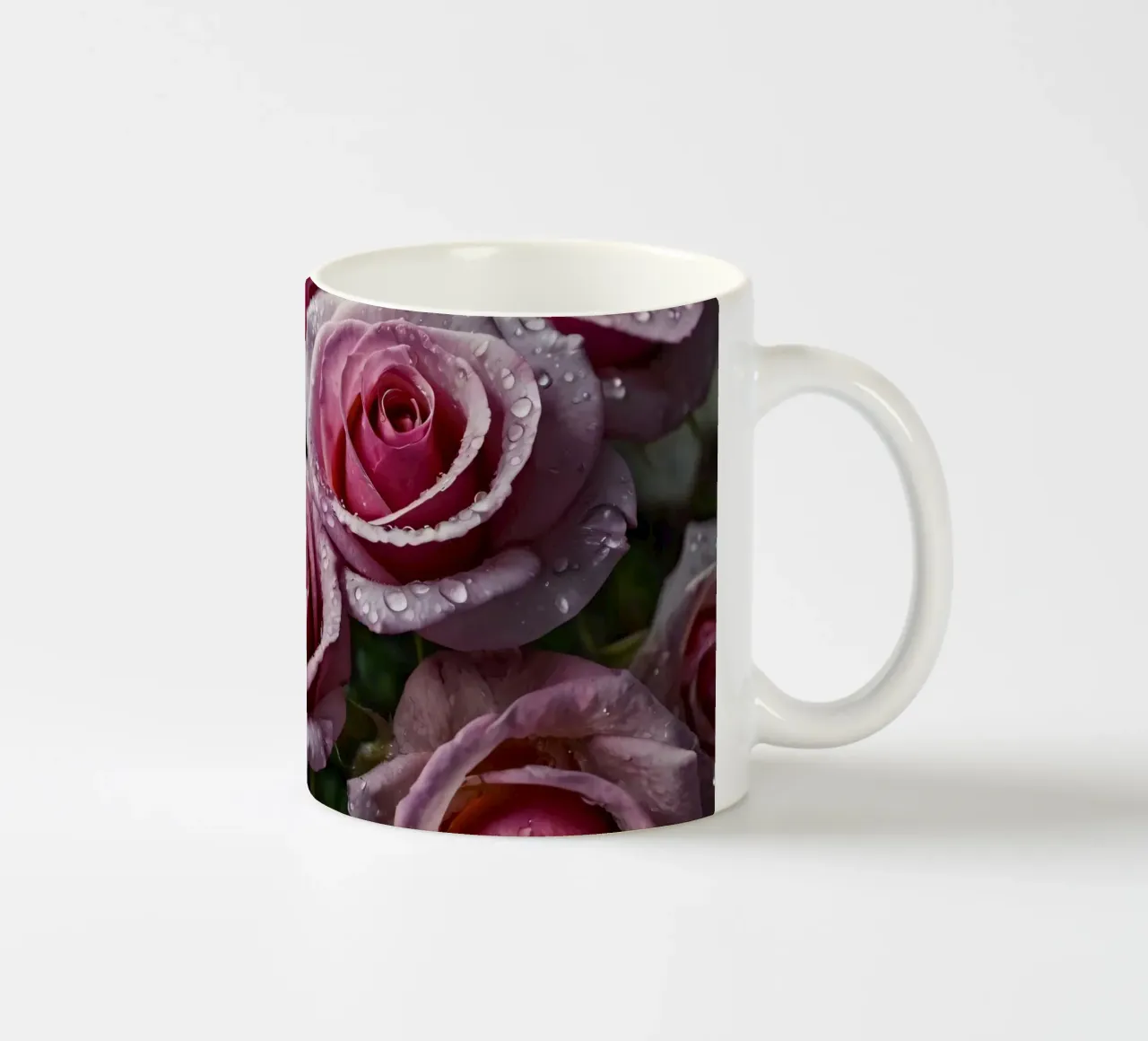 Une vue rapprochée de roses roses fraîchement écloses, ornées mug en céramique de DesignDoodle