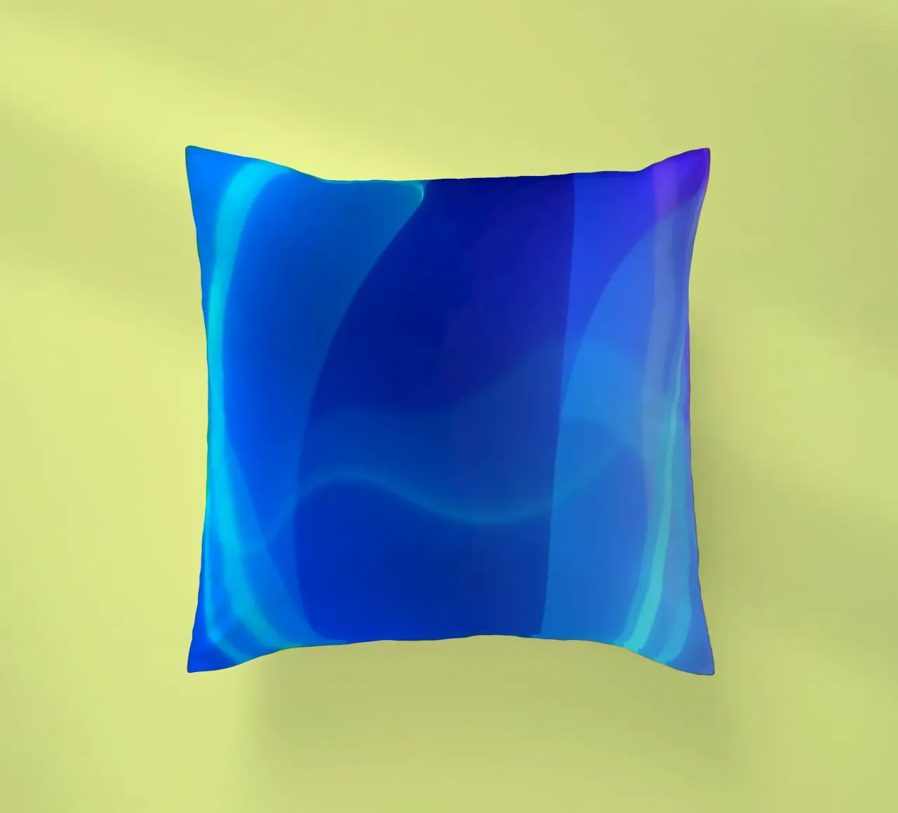 Vibrant abstract design with smooth blue and purple flowing decorative cushion by DesignDoodle