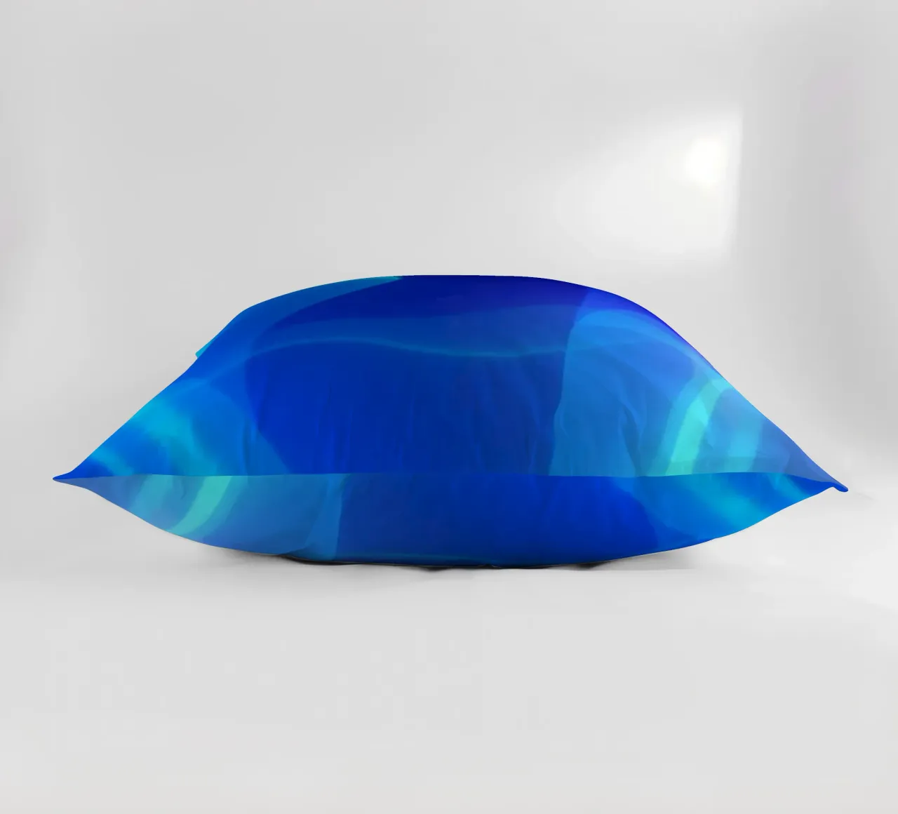 Vibrant abstract design with smooth blue and purple flowing decorative cushion by DesignDoodle