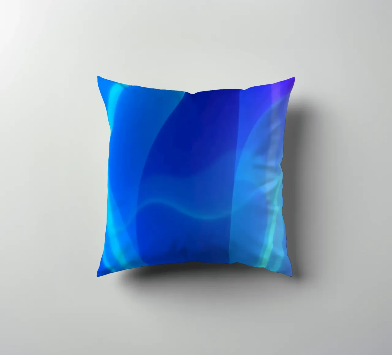 Vibrant abstract design with smooth blue and purple flowing decorative cushion by DesignDoodle