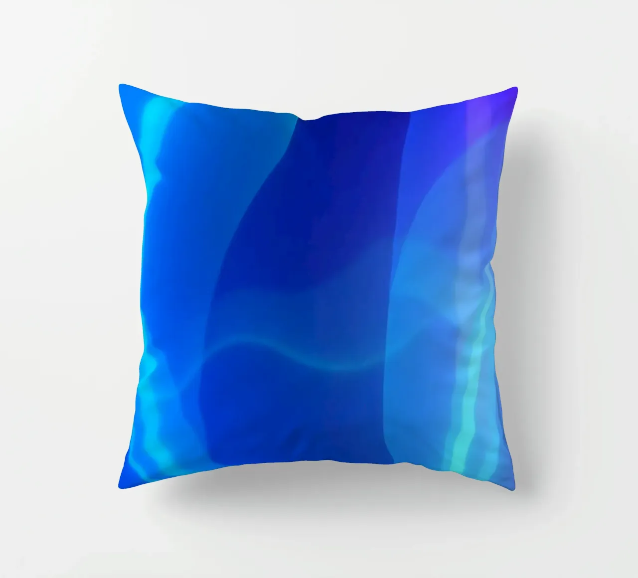 Vibrant abstract design with smooth blue and purple flowing decorative cushion by DesignDoodle