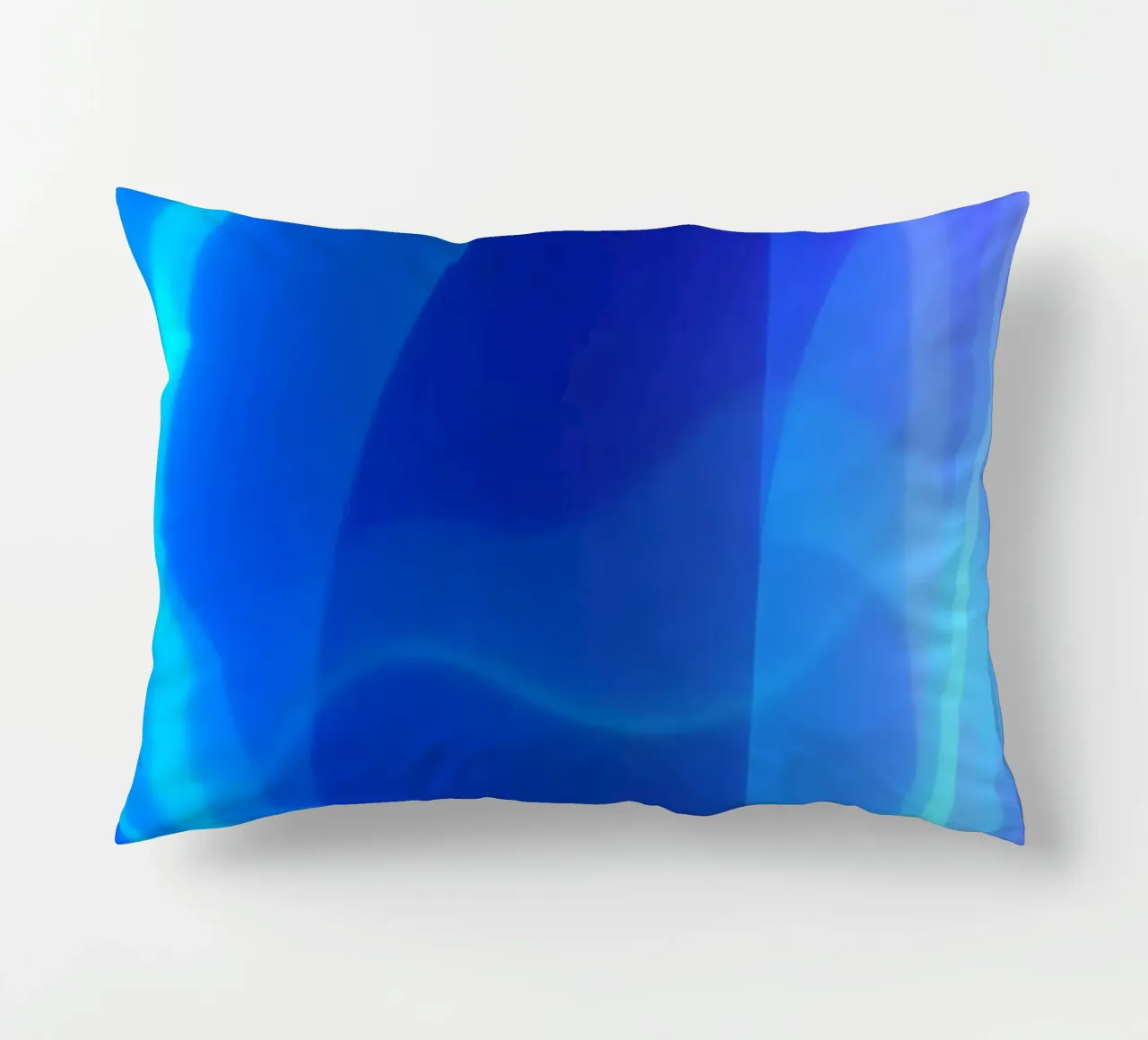 Vibrant abstract design with smooth blue and purple flowing decorative cushion by DesignDoodle