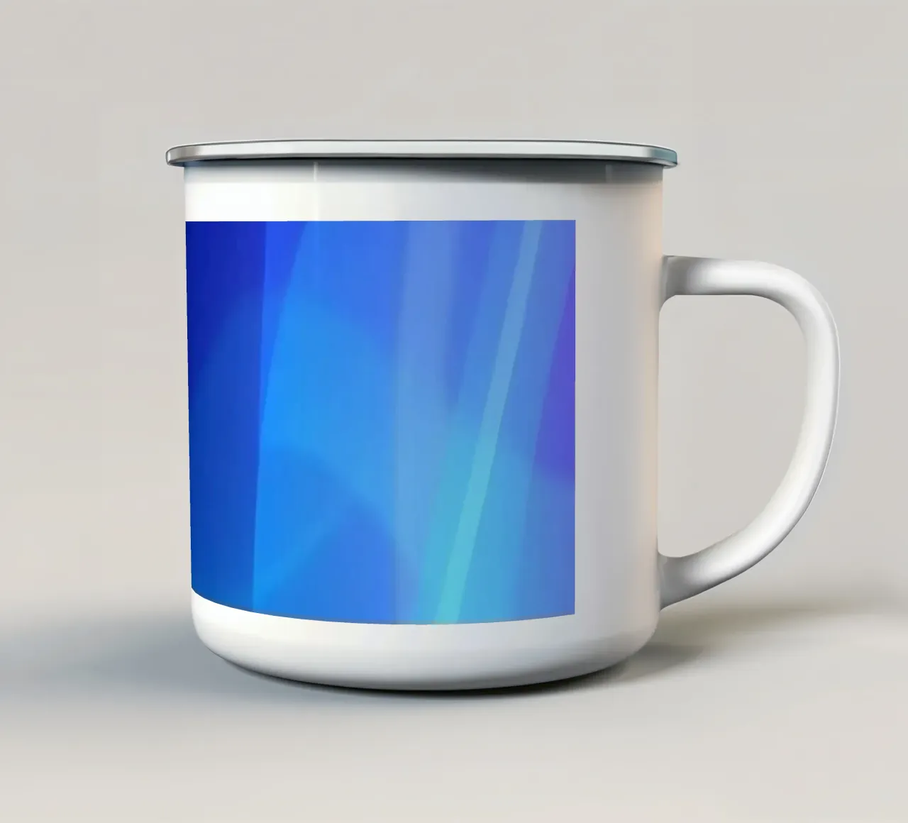 Levendig abstract ontwerp met vloeiende blauwe en paarse lijnen emaille mok van DesignDoodle