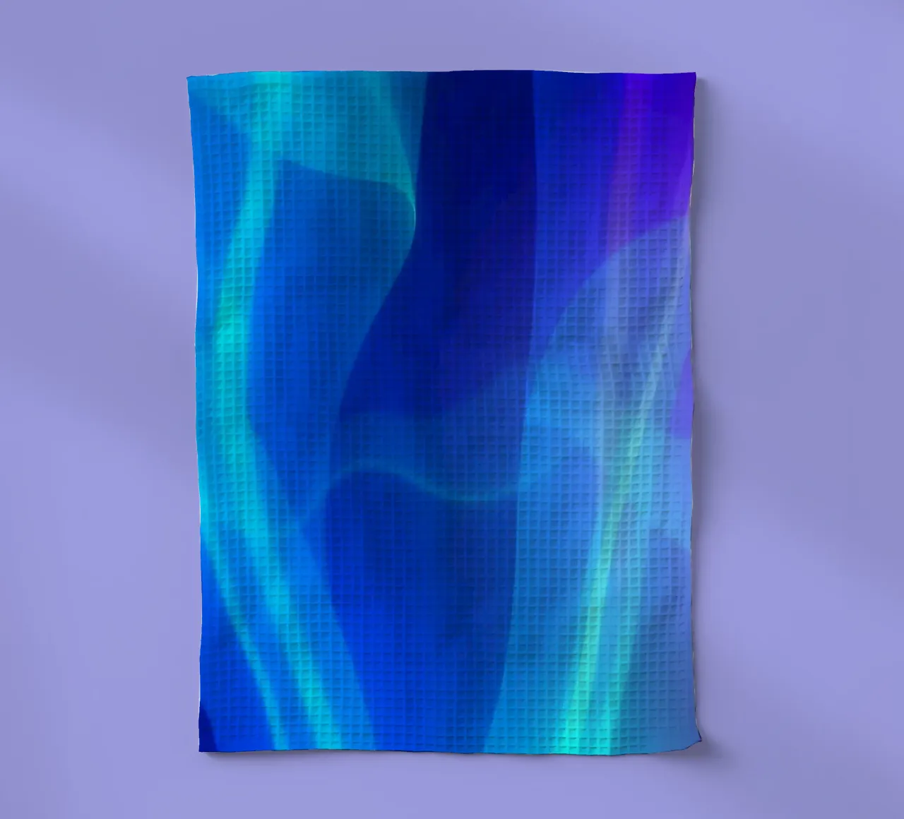 Vibrant abstract design with smooth blue and purple flowing tea towel by DesignDoodle