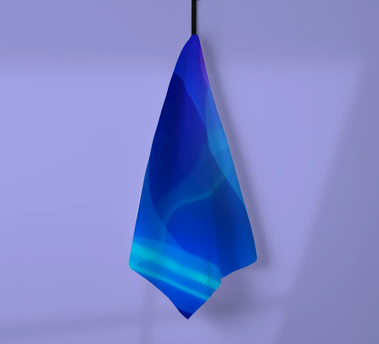 Vibrant abstract design with smooth blue and purple flowing tea towel by DesignDoodle