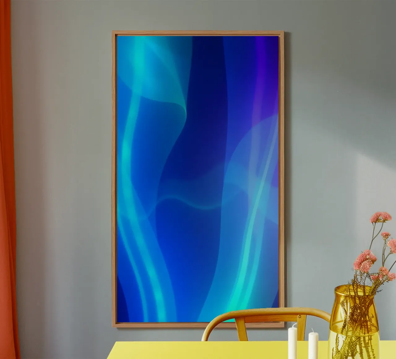 Vibrant abstract design with smooth blue and purple flowing alu-dibond by DesignDoodle