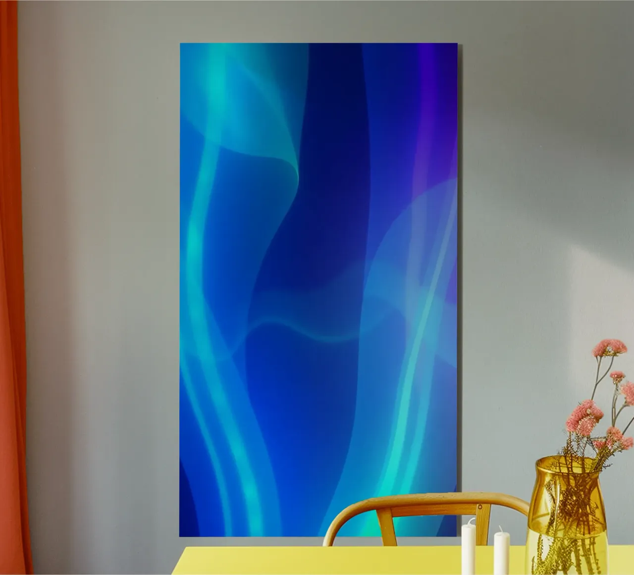Vibrant abstract design with smooth blue and purple flowing alu-dibond by DesignDoodle