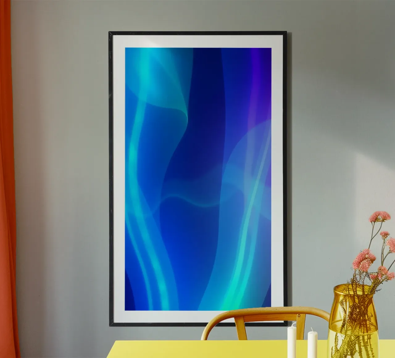 Vibrant abstract design with smooth blue and purple flowing hahnemühle by DesignDoodle