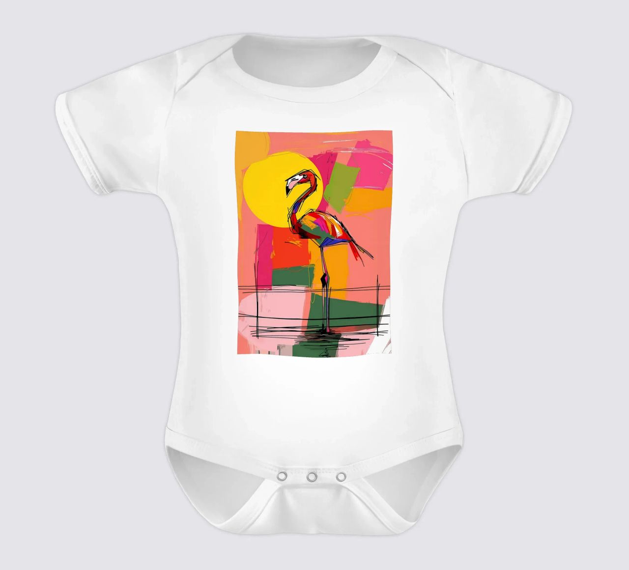 Flamingo Pop Artr Kurzarm Babybody von Caeson