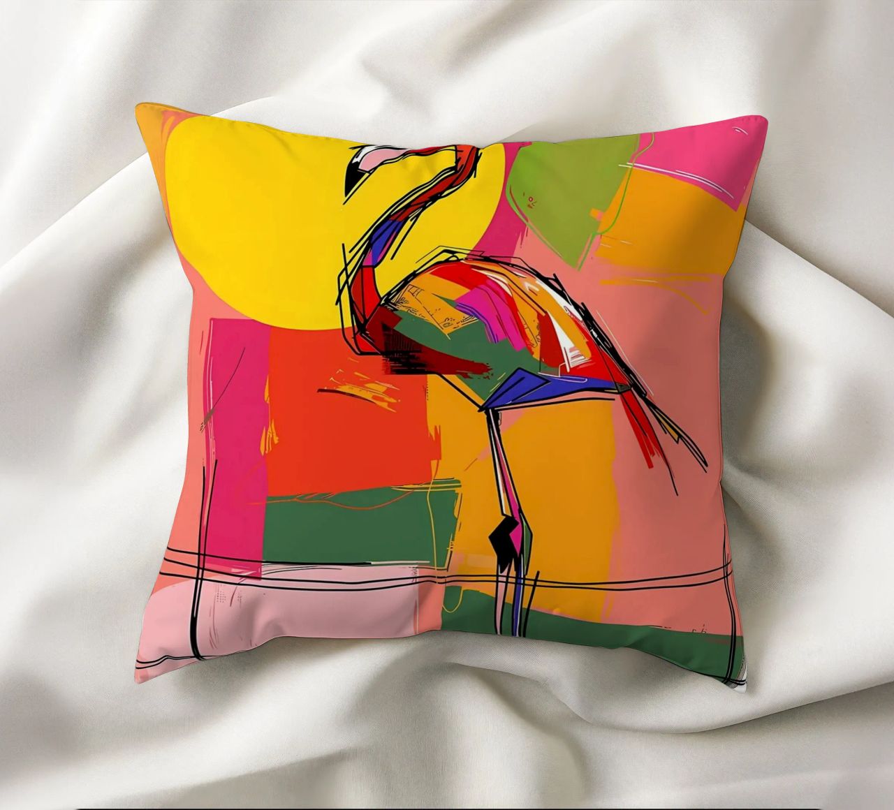 Flamingo Pop Artr cuscino da Caeson