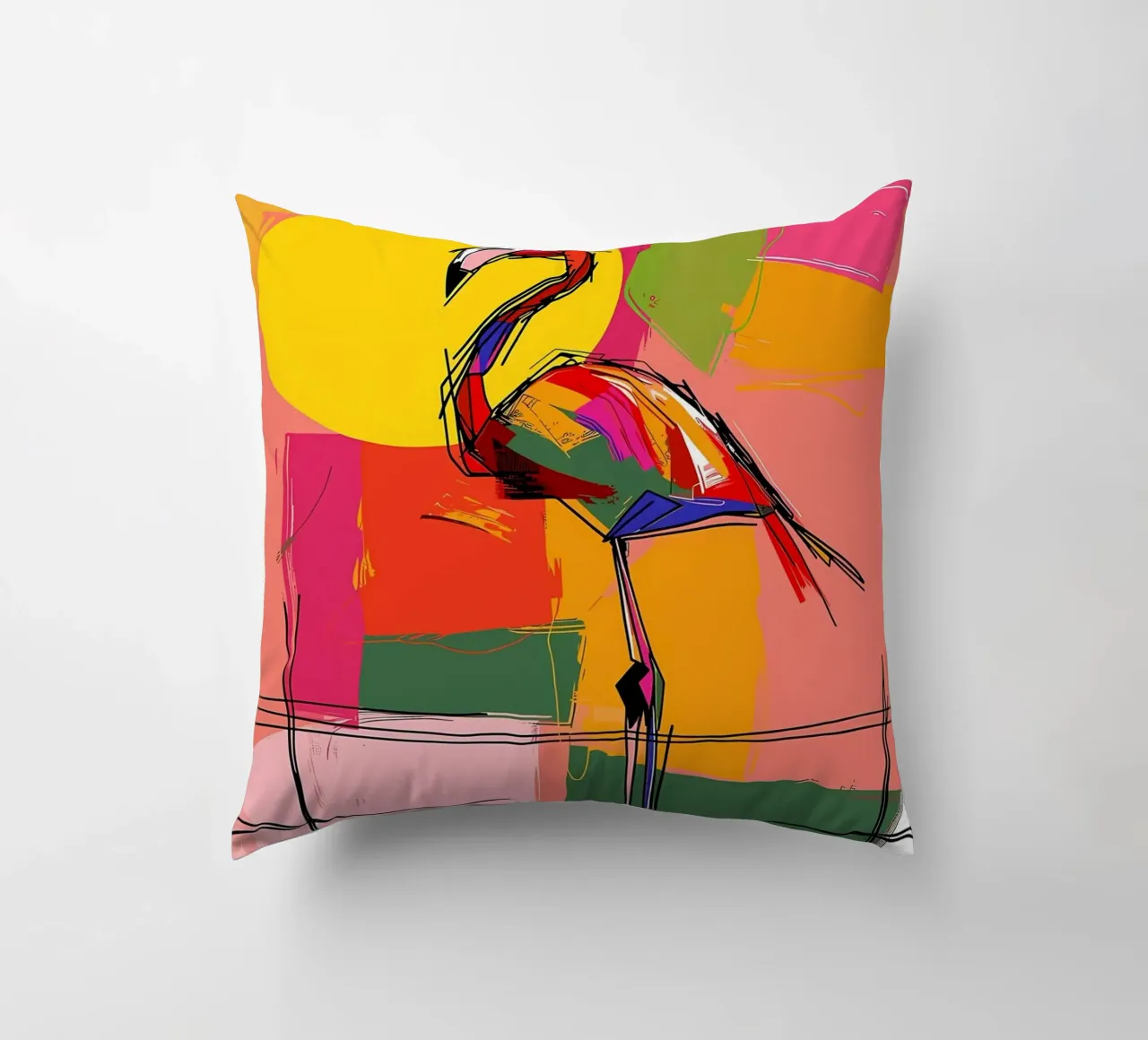 Flamingo Pop Artr cojín de Caeson