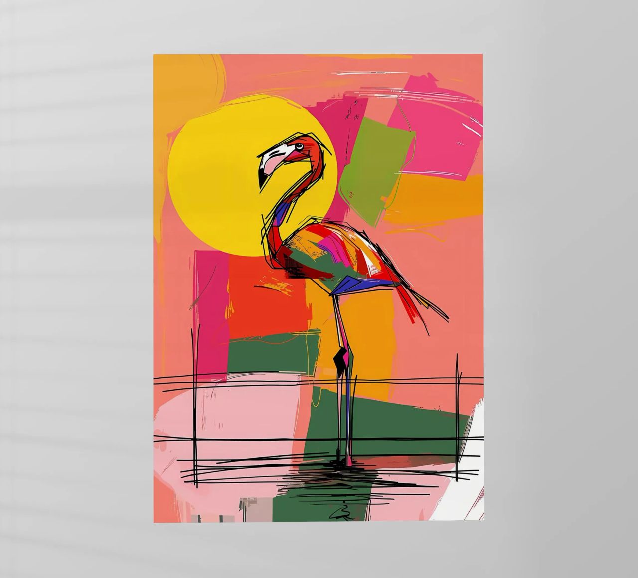 Flamingo Pop Artr pellicola backlit da Caeson