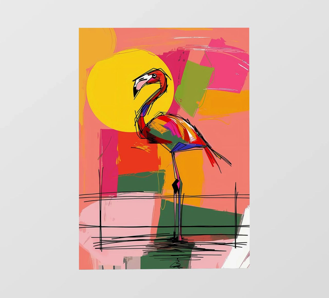 Flamingo Pop Artr pellicola backlit da Caeson