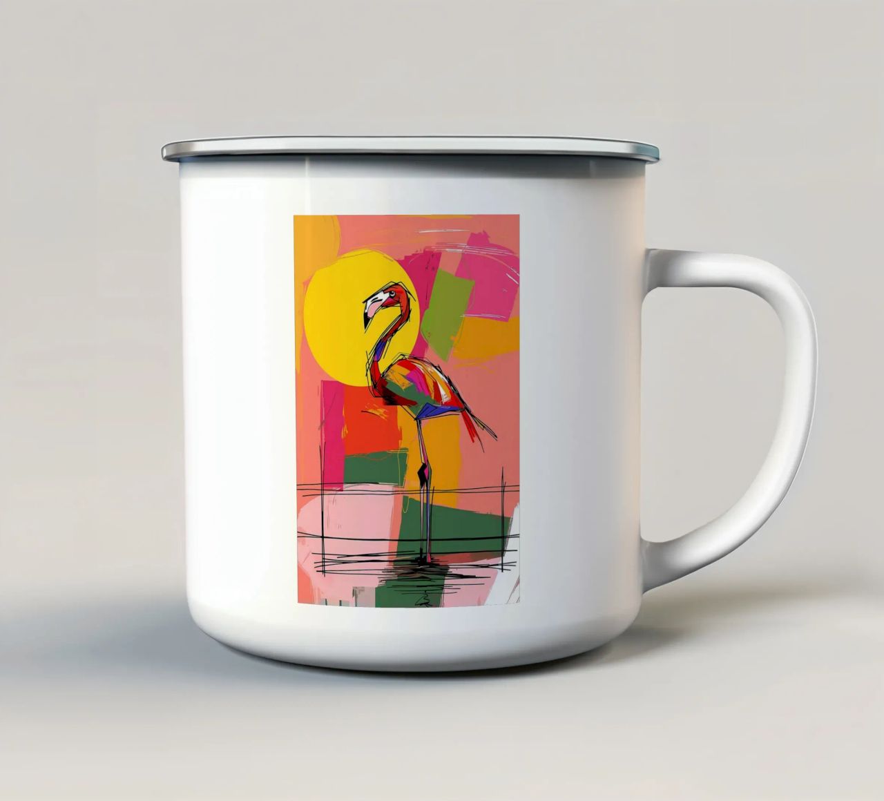 Flamingo Pop Artr Emaille Tasse von Caeson