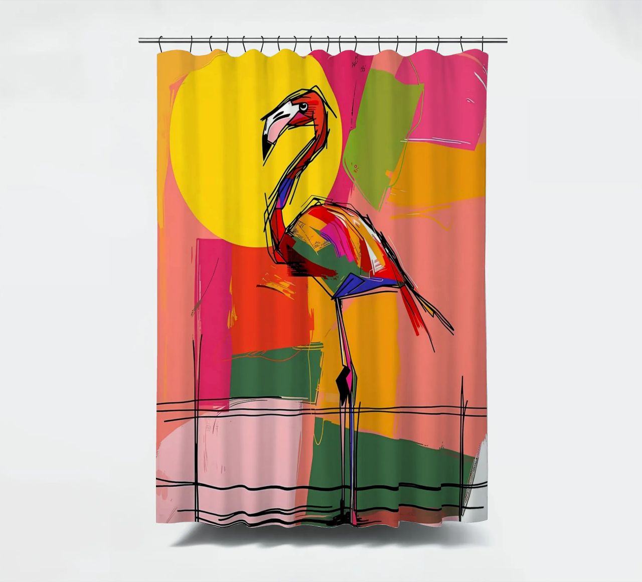 Flamingo Pop Artr Duschvorhang von Caeson