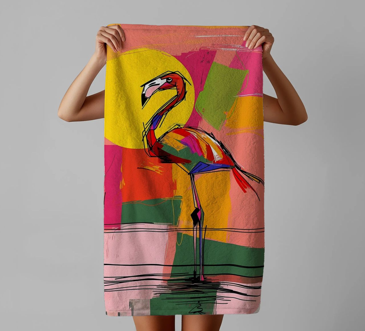 Flamingo Pop Artr Handtuch von Caeson