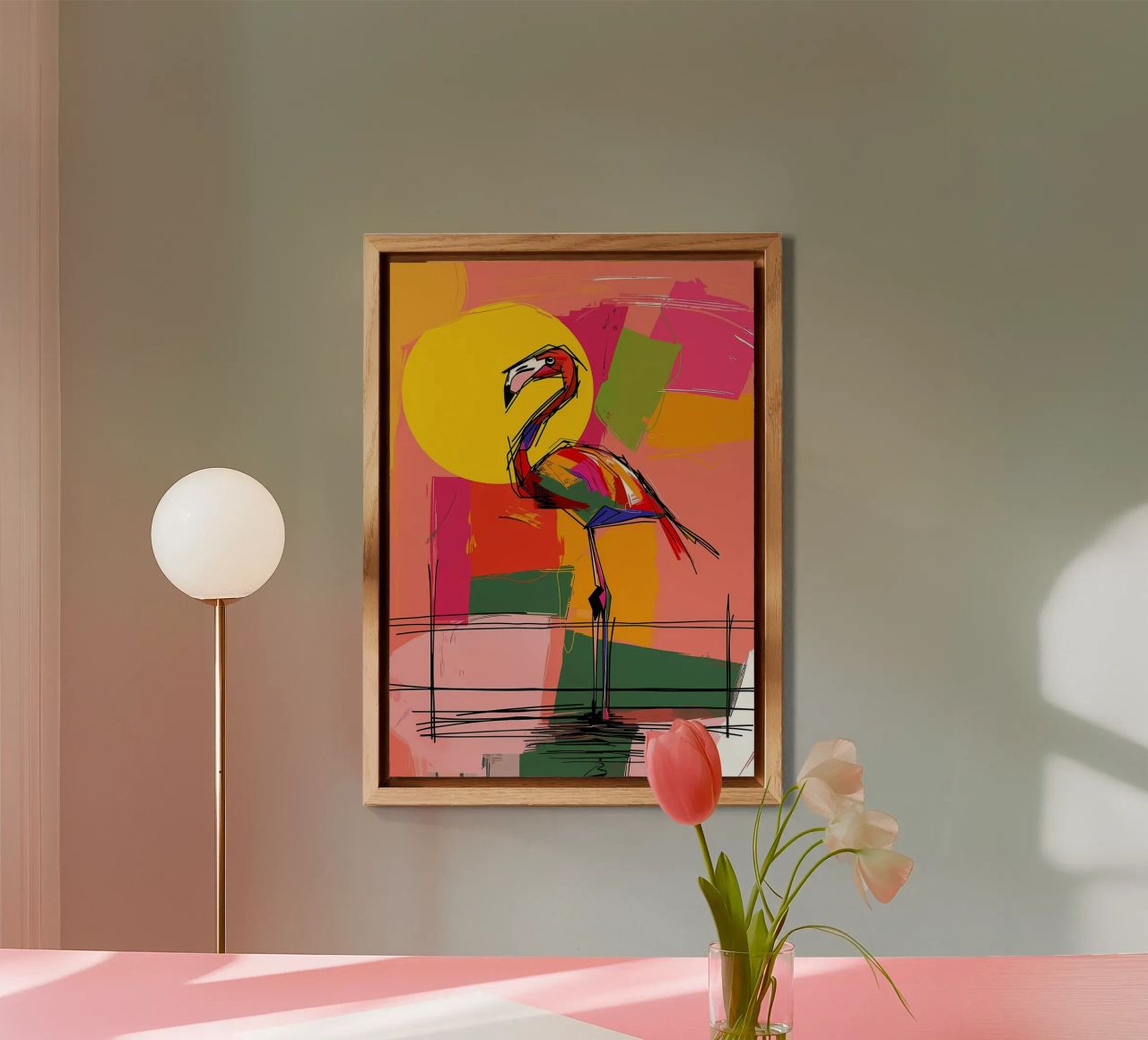 Flamingo Pop Artr alluminio dibond da Caeson