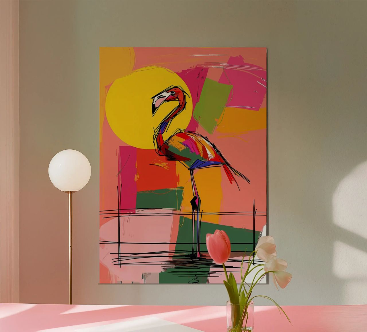 Flamingo Pop Artr alluminio dibond da Caeson