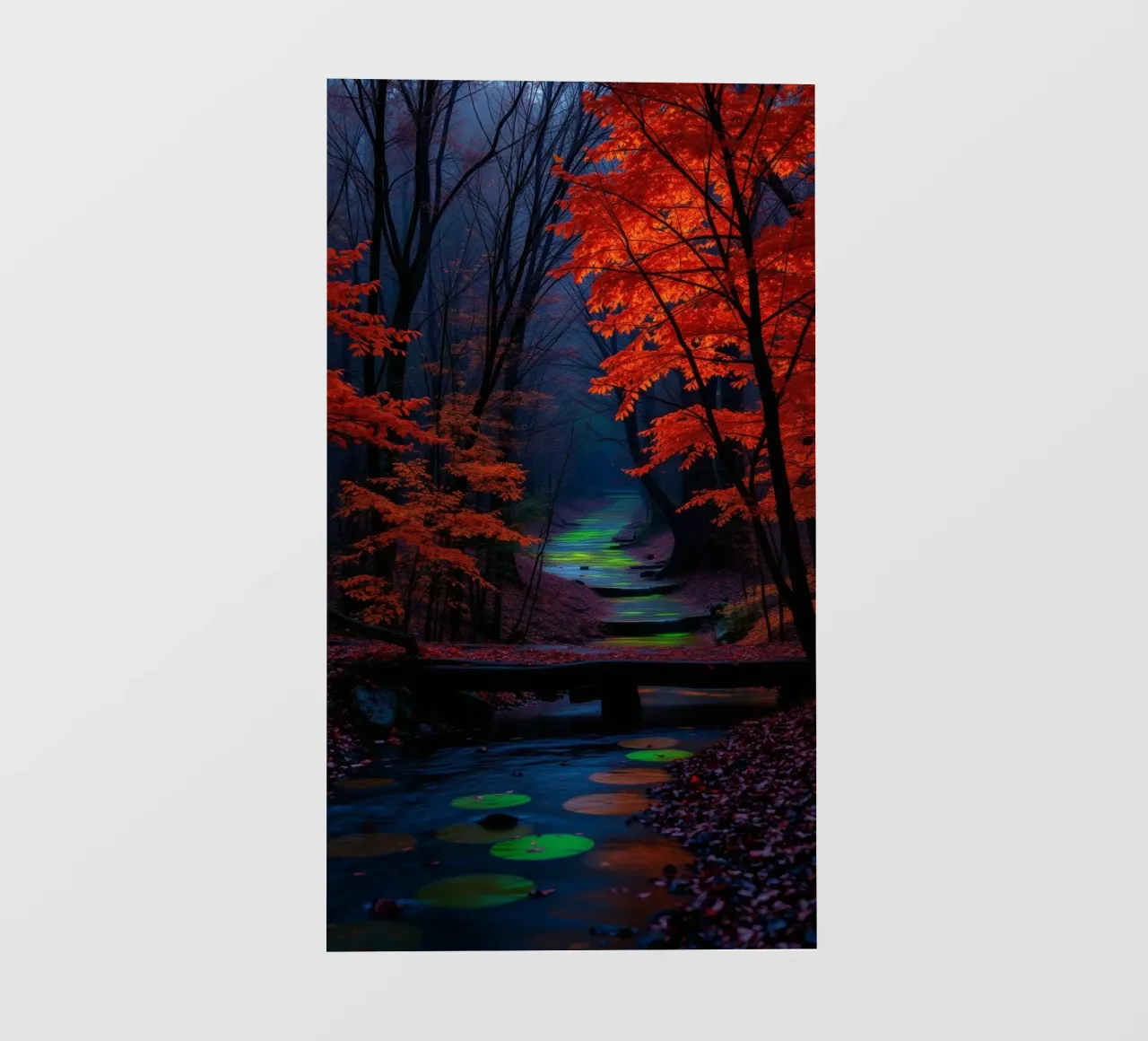 Atemberaubende Herbstlandschaft mit leuchtend roten Blättern PVC Plane von DesignDoodle